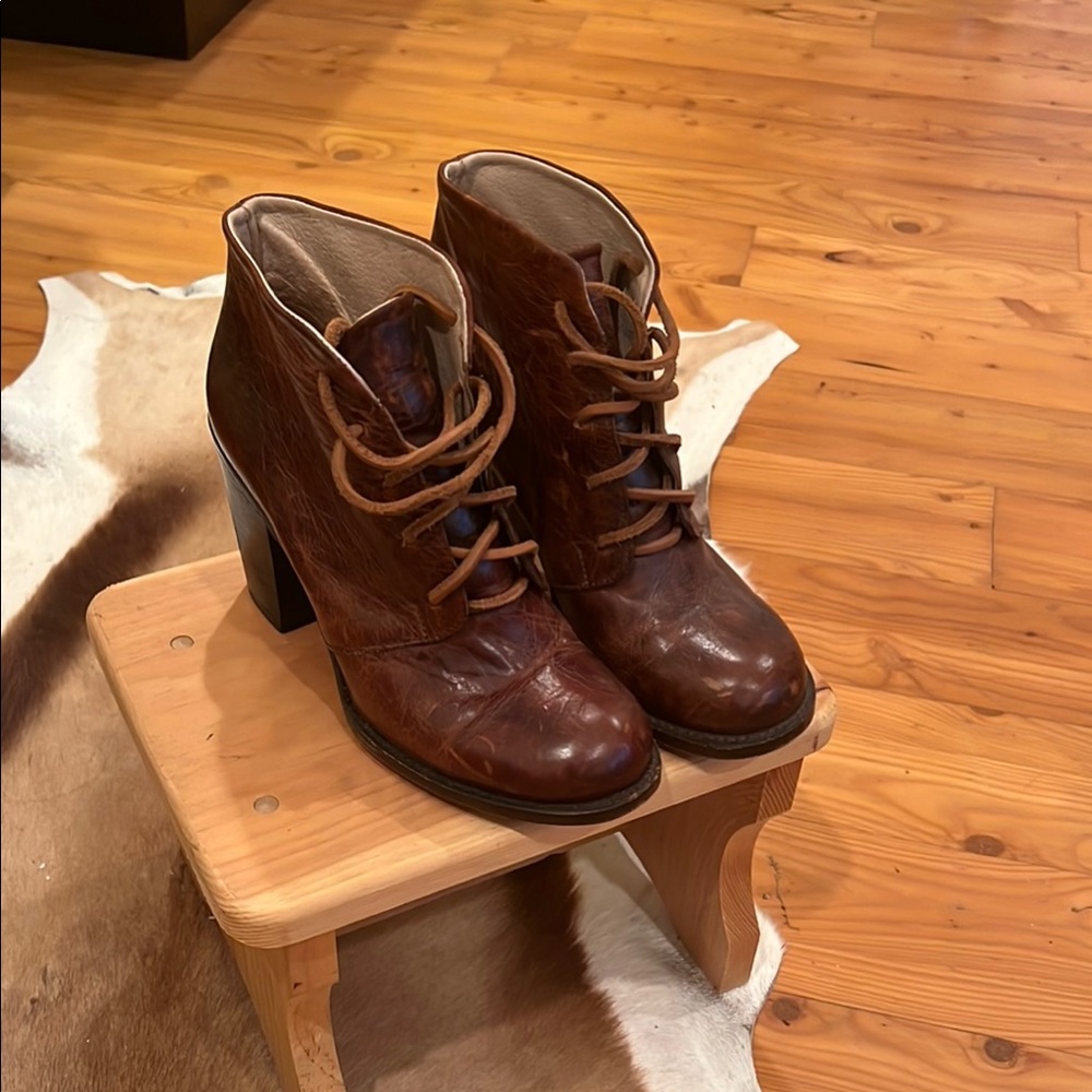 Freebird Brown Leather Lace-Up Boots